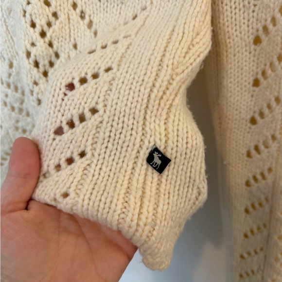 Abercrombie & Fitch Y2K sweater Lambswool cream cable knit sweater medium - Picture 4 of 7